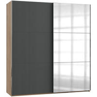 SCHWEBETÜRENSCHRANK in Graphitfarben, Eichefarben  - Chromfarben/Eichefarben, Modern, Holzwerkstoff (200/216/65cm) - MID.YOU