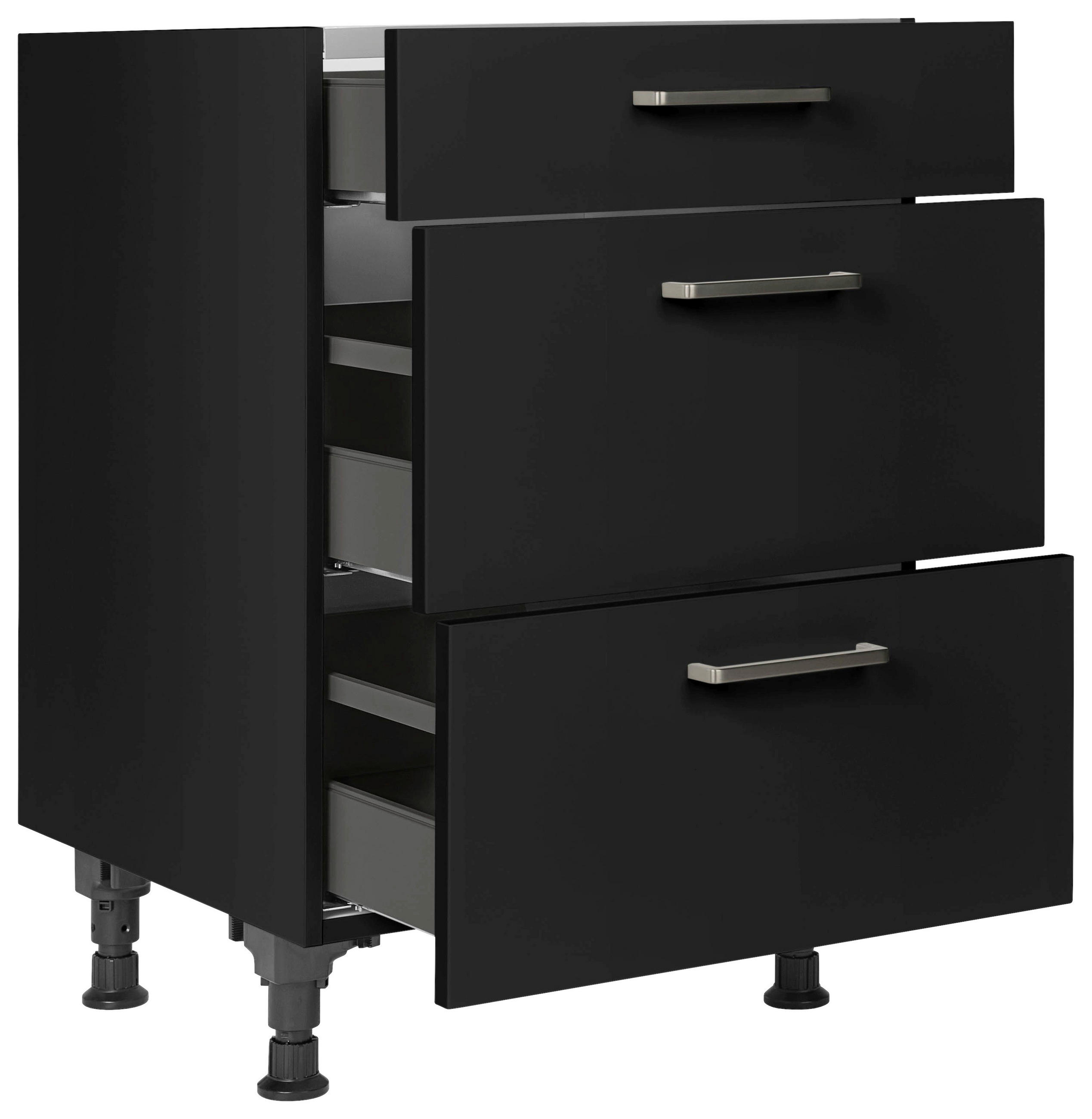 KOCHFELDUMBAUSCHRANK 60/87/56 cm  in Schwarz  - Edelstahlfarben/Schwarz, MODERN, Holzwerkstoff/Metall (60/87/56cm) - Nobilia