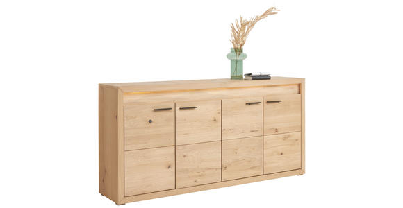SIDEBOARD 188,8/92,8/40 cm  - Eichefarben/Schwarz, KONVENTIONELL, Holz/Metall (188,8/92,8/40cm) - Linea Natura
