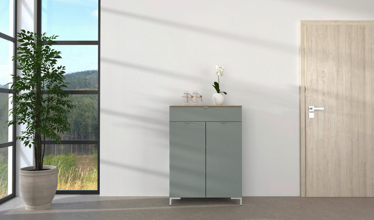 KOMMODE  in 78/101/41 cm  - Schilfgrün/Silberfarben, Design, Holzwerkstoff/Metall (78/101/41cm)