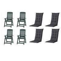 GARTENSTUHL-SET Kunststoff, Textil Grün, Schwarz  - Schwarz/Grün, MODERN, Kunststoff/Textil (44/111/50cm) - Gardenson