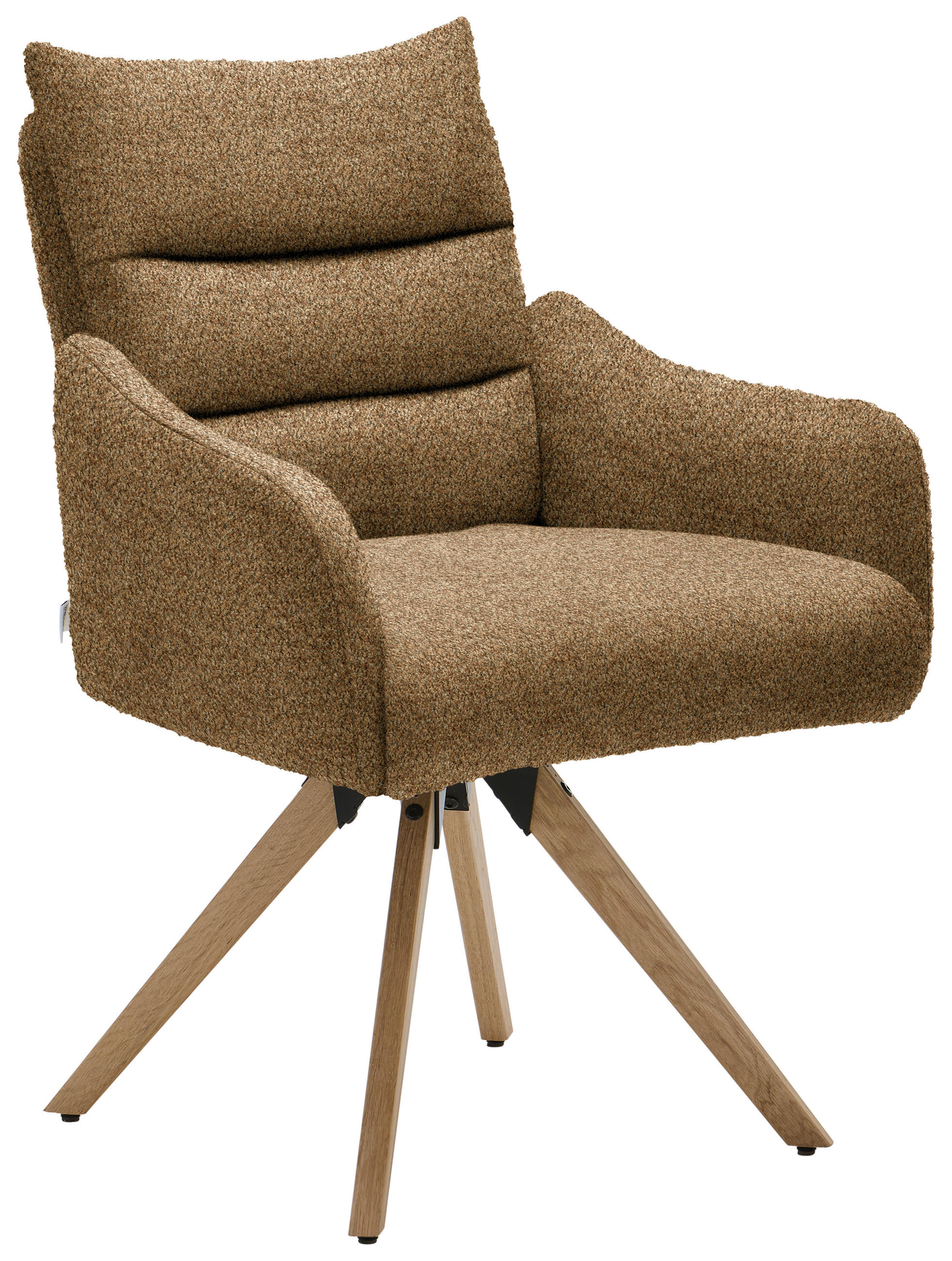 ARMLEHNSTUHL  Beinauswahl, Lederauswahl, Stoffauswahl, Gestellauswahl, Sitzfläche 180° drehbar, automatische Rückholfunktion Chenille  Braun, Grün  - Eichefarben/Braun, Design, Holz/Textil (62/86/68cm) - Welnova