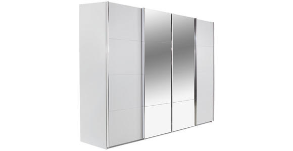 Schwebetürenschrank mit Spiegel 361cm Bensheim, Weiß Dekor - Weiß, MODERN, Holzwerkstoff (361/230/62cm) - James Wood