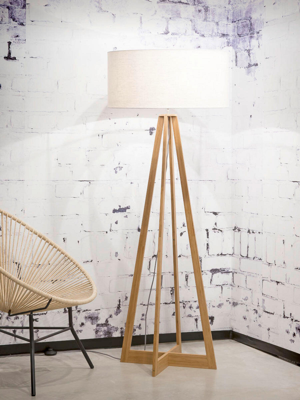 STOJACÍ LAMPA, 60/158 cm  - bílá/přírodní barvy, Trend (60/158cm) - Good & Mojo