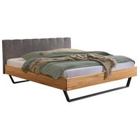 BETT 140/200 cm  in Anthrazit, Buchefarben  - Anthrazit/Buchefarben, KONVENTIONELL, Holz/Metall (140/200cm) - Hasena