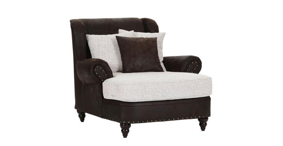 XXL-SESSEL - Dunkelbraun/Beige, ROMANTIK / LANDHAUS, Holz/Textil (125/102/138cm) - Landscape