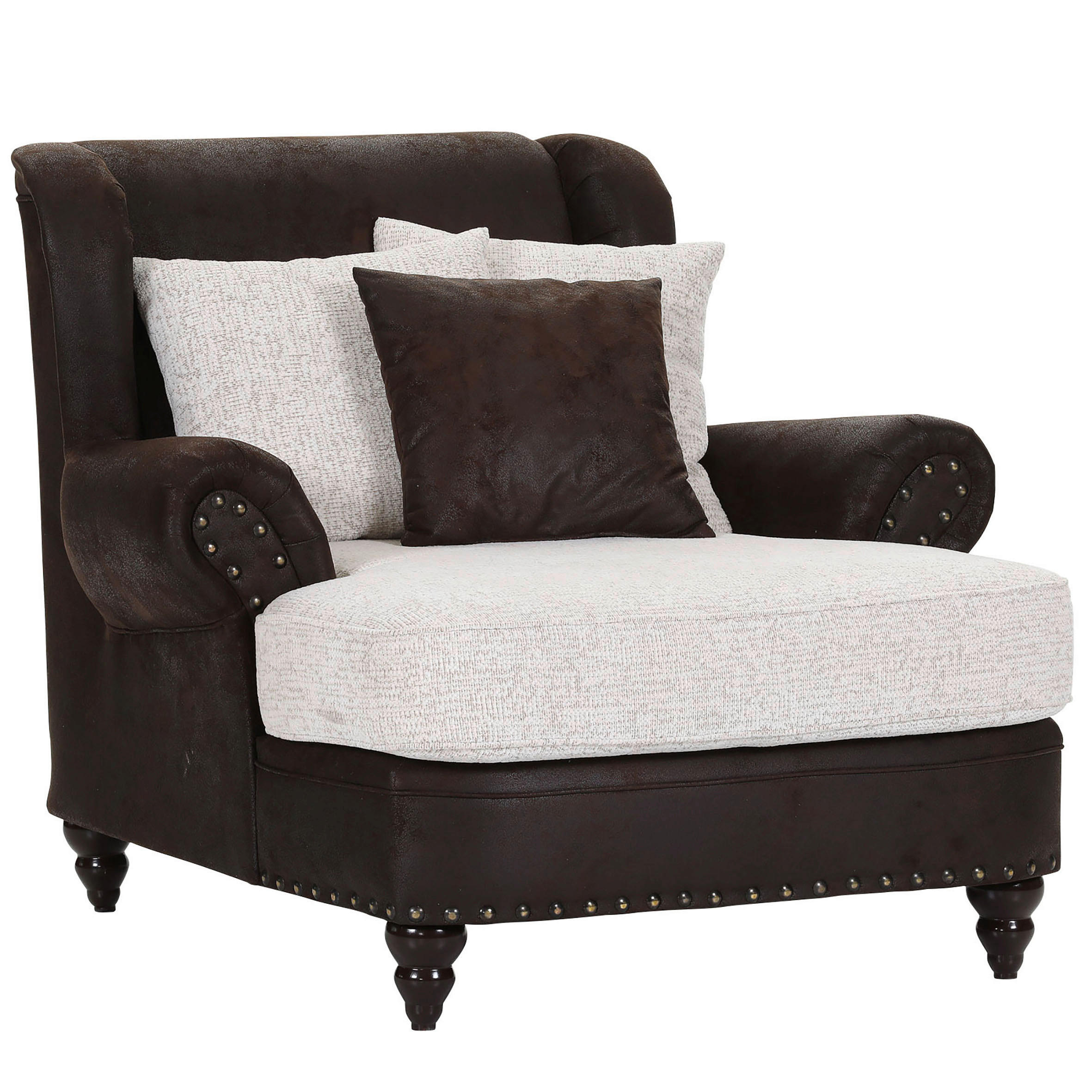 Landscape XXL KŘESLO, textil, tmavě hnědá, béžová