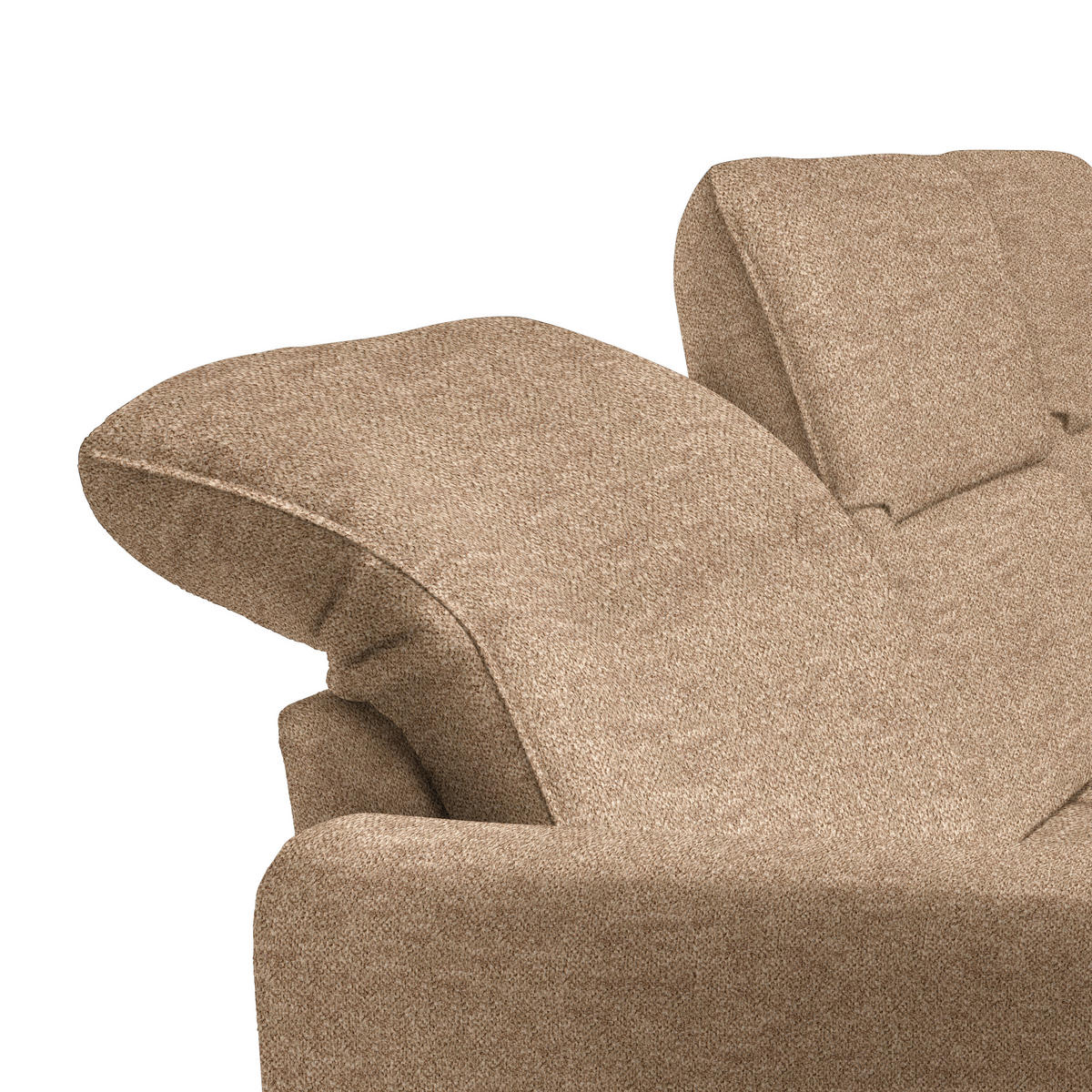 ECKSOFA Hellbraun Plüsch  - Hellbraun/Schwarz, KONVENTIONELL, Textil/Metall (254/190cm) - Livetastic