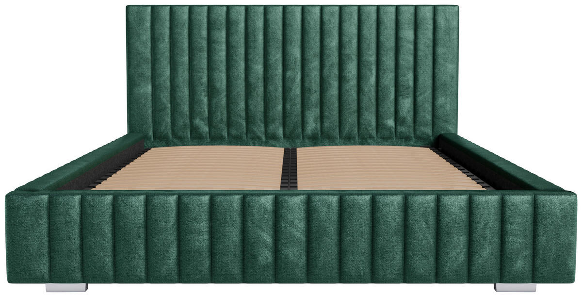 POLSTERBETT Lattenrost, Bettkasten 180/200 cm  in Grün  - Schwarz/Alufarben, Design, Holz/Kunststoff (180/200cm) - Boxxx