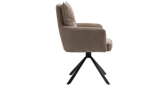 ARMLEHNSTUHL in Eisen Cord - Schwarz/Braun, Design, Textil/Metall (60/95/67cm) - Novel