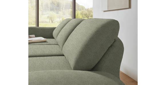 ECKSOFA  in Flachgewebe Salbeigrün Armteilverstellung, Relaxfunktion, Drehsitzfunktion  175-224/255-365 cm  - Salbeigrün/Schwarz, Design, Textil/Metall (175-224/255-365cm) - Dieter Knoll