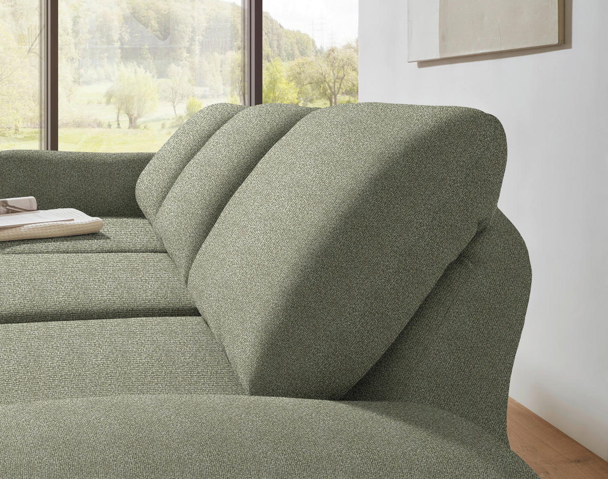 ECKSOFA  in Flachgewebe Salbeigrün  175-224/255-365 cm  - Salbeigrün/Schwarz, Design, Textil/Metall (175-224/255-365cm) - Dieter Knoll