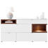 SIDEBOARD Nussbaum furniert, massiv geölt, lackiert Nussbaumfarben, Weiß - Edelstahlfarben/Nussbaumfarben, Design, Holz/Metall (180/88/43cm) - Venjakob