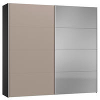 SCHWEBETÜRENSCHRANK 253/236/65 cm 2-türig Schwarz, Hellbraun  - Hellbraun/Silberfarben, Design, Glas/Holzwerkstoff (253/236/65cm) - Jutzler