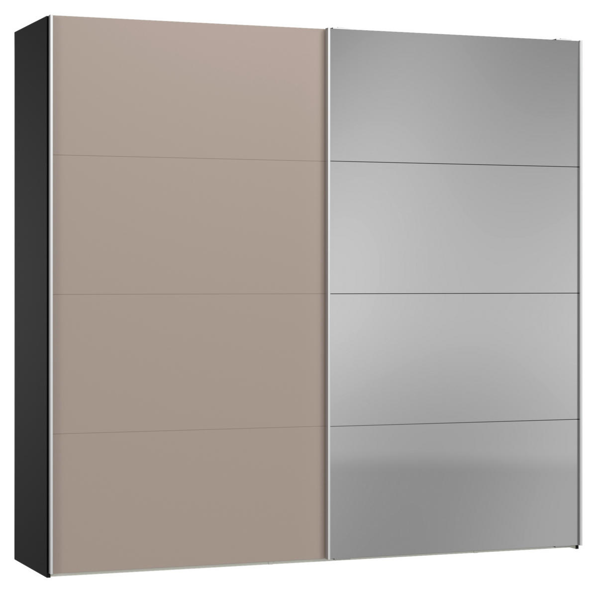 SCHWEBETÜRENSCHRANK 253/236/65 cm 2-türig Schwarz, Hellbraun  - Hellbraun/Silberfarben, Design, Glas/Holzwerkstoff (253/236/65cm) - Jutzler