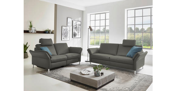 3-SITZER-SOFA Latina in Echtleder Dunkelgrau   - Dunkelgrau/Alufarben, Design, Leder/Metall (190/82/99cm) - Dieter Knoll