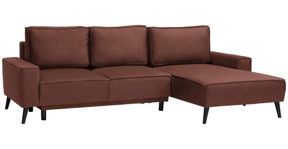 ECKSOFA in Velours Rostfarben  - Rostfarben/Schwarz, Basics, Holz/Textil (260/161cm) - Carryhome