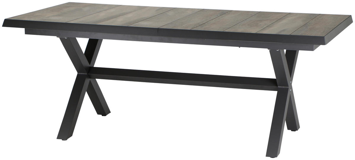 GARTENTISCH 200-260/100/77 cm Metall rechteckig  - Anthrazit/Graubraun, Basics, Keramik/Metall (200-260/100/77cm) - Siena Garden