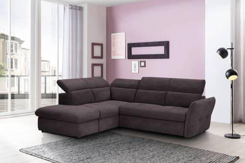 ECKSOFA in Mikrofaser Dunkelbraun  224/254 cm  - Dunkelbraun/Schwarz, Design, Kunststoff/Textil (224/254cm) - Stylife