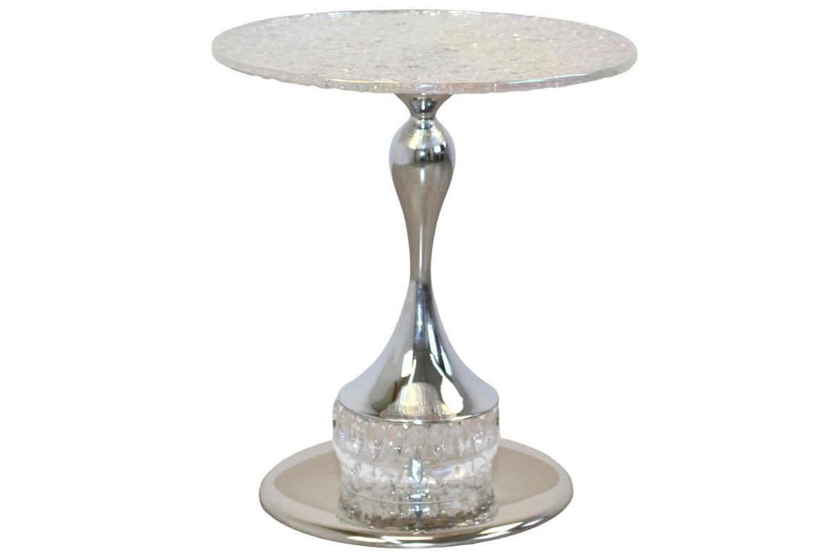 BEISTELLTISCH 45/45/51 cm Chromfarben rund  - Chromfarben, Design, Glas/Metall (45/45/51cm) - MID.YOU