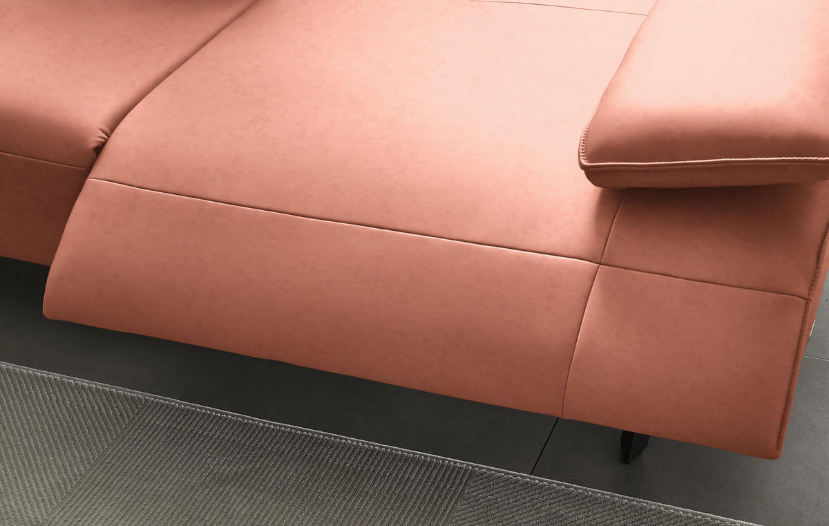 ECKSOFA  in Echtleder Lachsfarben  230/290 cm  - Anthrazit/Lachsfarben, Design, Leder/Metall (230/290cm) - Johann Jakob