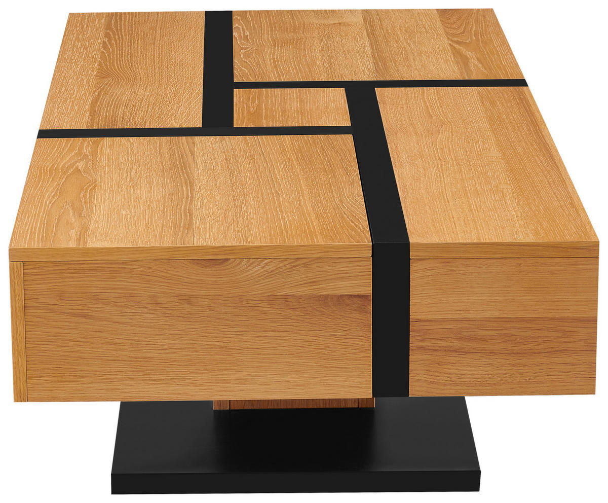 KLUBSKA MIZA, črna, barve hrasta  - črna/barve hrasta, Design, kovina/leseni material (120/65/40cm) - Livetastic