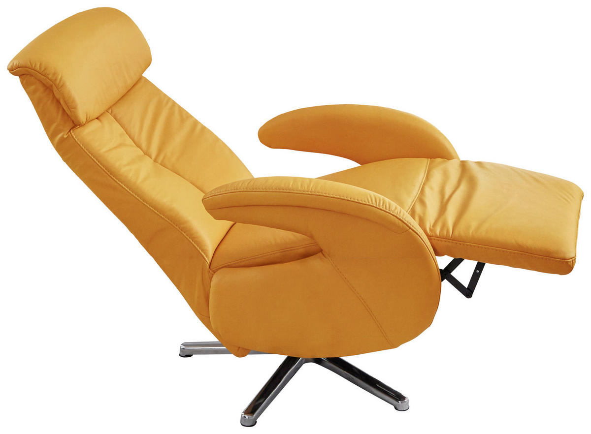 RELAXSESSEL Mikrofaser    - Chromfarben/Gelb, Design, Textil/Metall (70/112/80cm) - Cantus