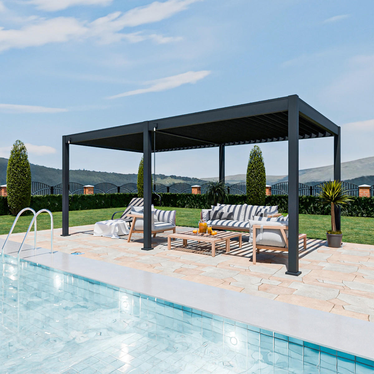 PERGOLA 300/600/255 cm   - Graphitfarben, Basics, Metall (300/600/255cm) - Gardenson