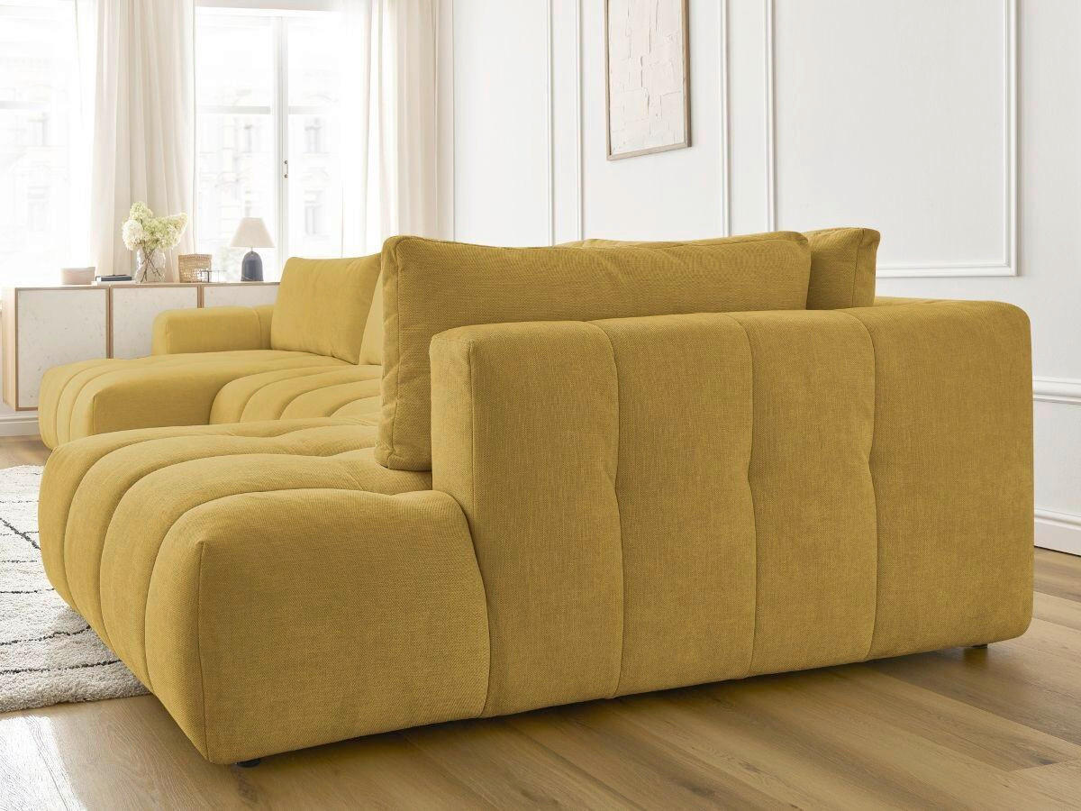WOHNLANDSCHAFT  FUJI  Gelb Leinenoptik  - Gelb/Schwarz, MODERN, Kunststoff/Textil (160/377/204cm)
