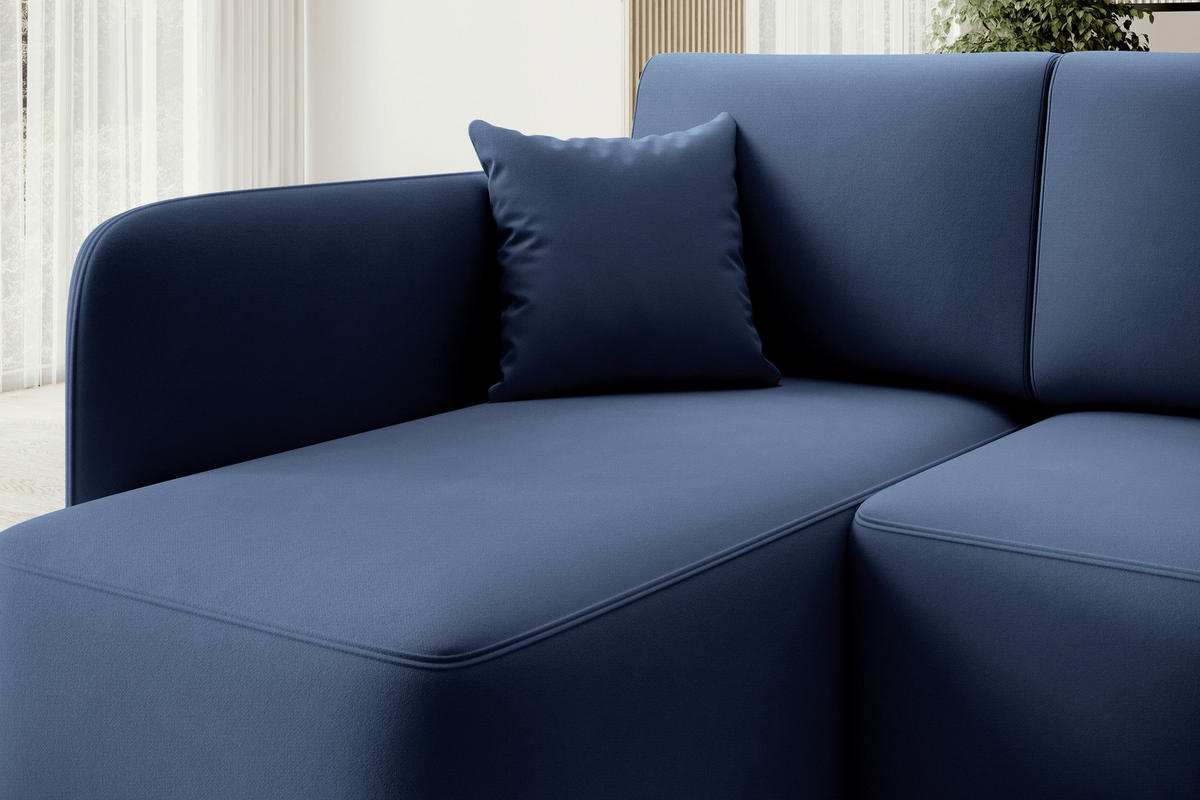 ECKSOFA Plüsch Blau  - Blau/Schwarz, Design, Kunststoff/Textil (150/206cm) - P & B