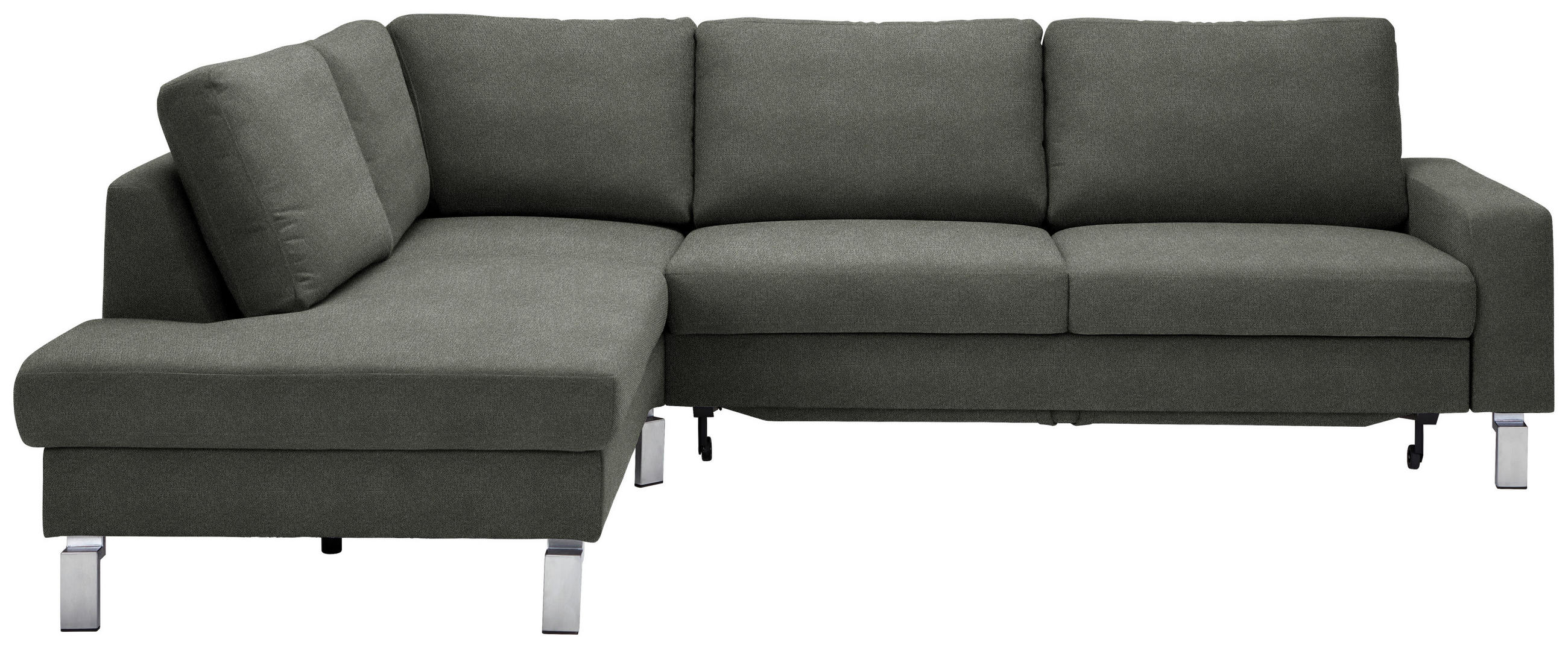 ECKSOFA in Flachgewebe Grau  - Chromfarben/Grau, Design, Textil/Metall (200/276cm) - Hom`in
