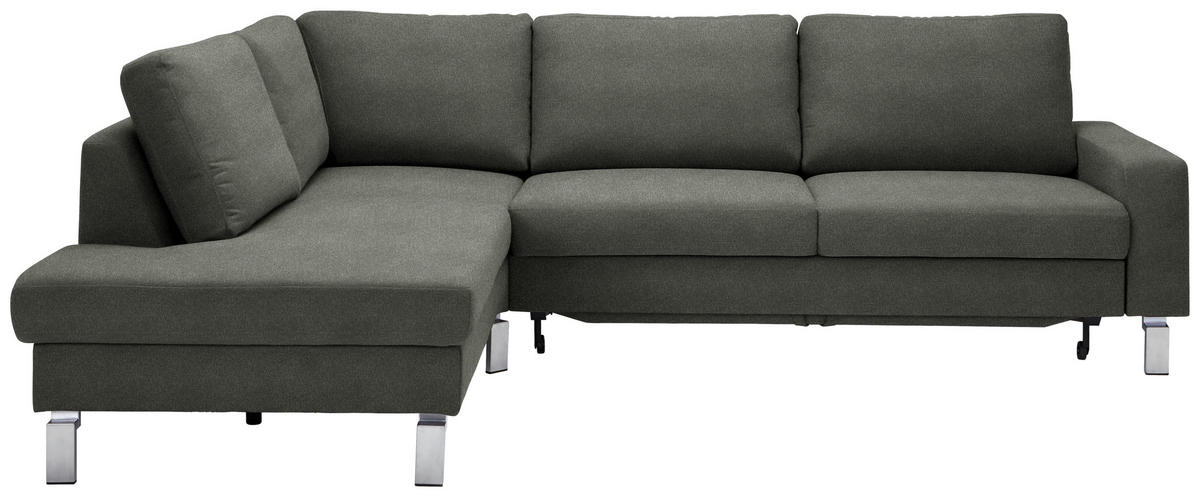 ECKSOFA in Flachgewebe Grau  - Chromfarben/Grau, Design, Textil/Metall (200/276cm) - Hom`in