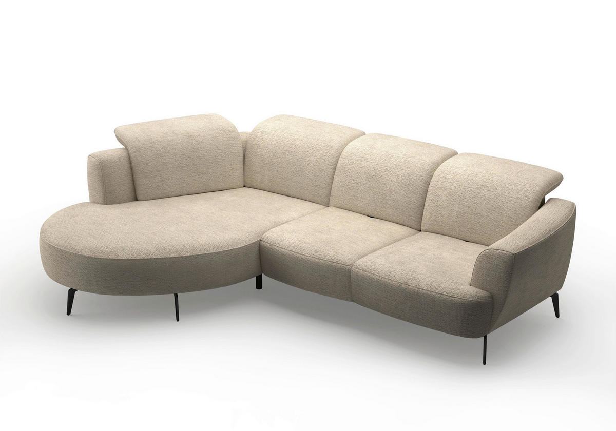 ECKSOFA in Chenille Sandfarben  - Sandfarben/Schwarz, Konventionell, Textil/Metall (199/309cm) - Sit & More
