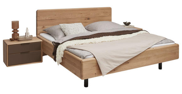 NACHTSCHRANK 65/44/44,2 cm Wildeiche massiv  - Wildeiche/Schwarz, Natur, Glas/Holz (65/44/44,2cm) - Valnatura