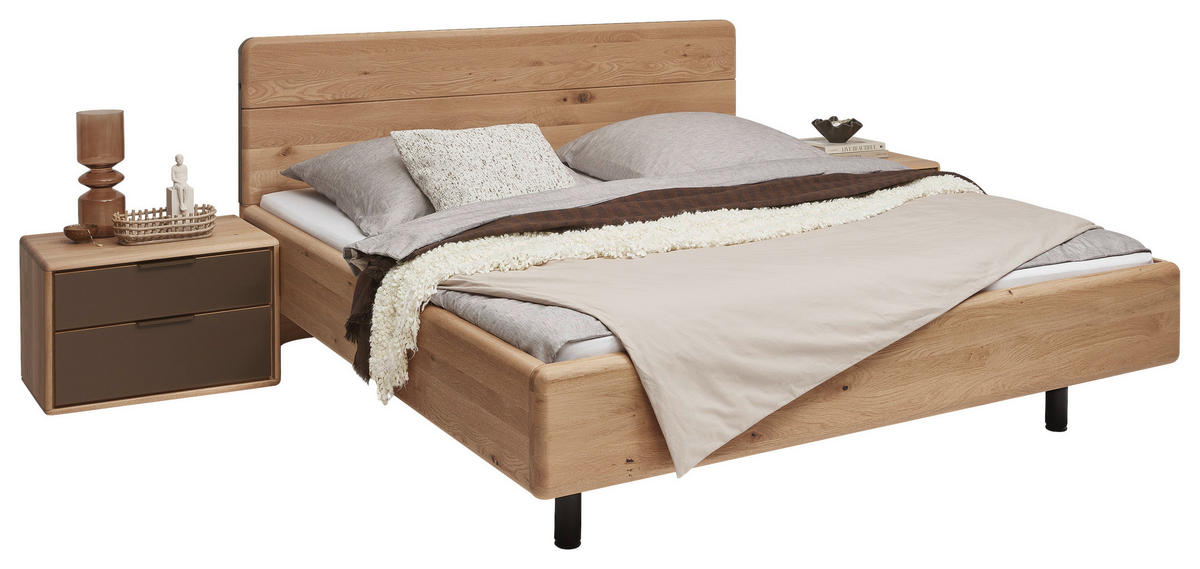 NACHTSCHRANK 65/44/44,2 cm Wildeiche massiv  - Wildeiche/Schwarz, Natur, Glas/Holz (65/44/44,2cm) - Valnatura