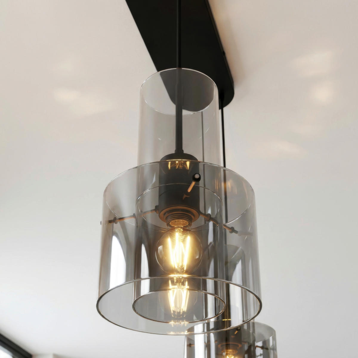 Lustră 97/18/150 cm  - gri închis, Design, sticlă/metal (97/18/150cm) - Dieter Knoll