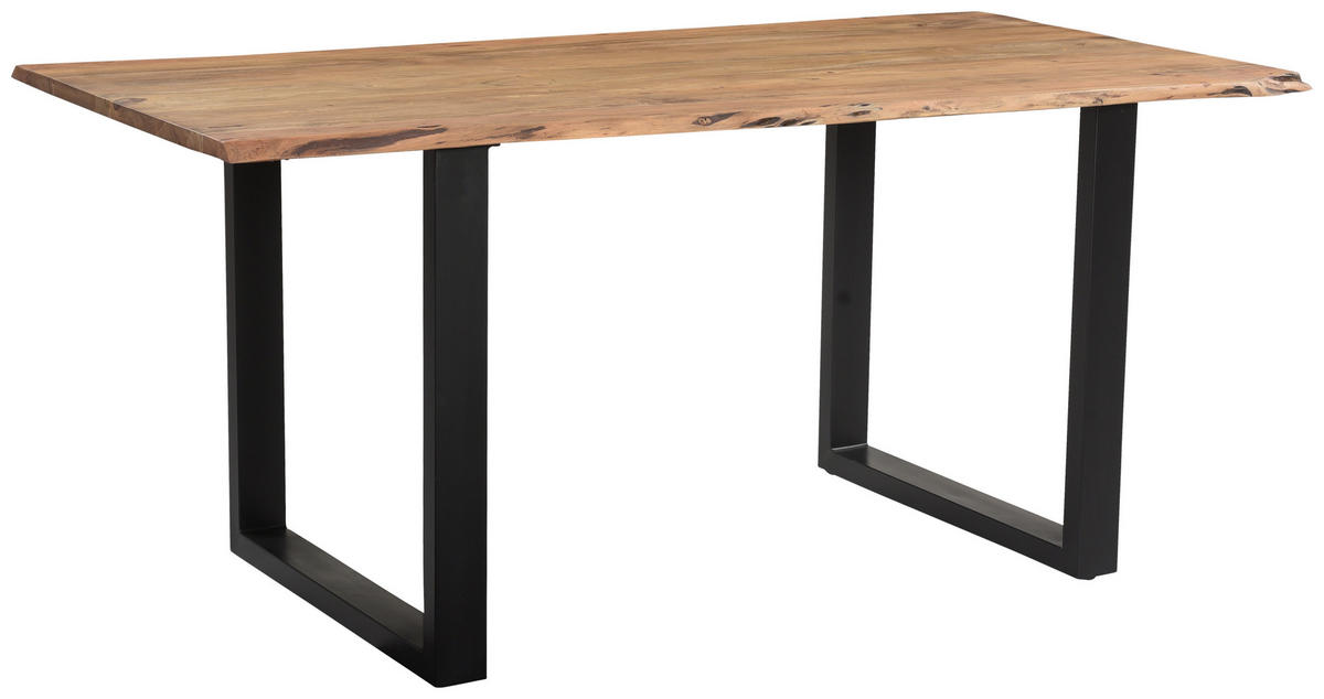JEDÁLENSKÝ STÔL, akácia, čierna, farba akácie, 160/85/76 cm - čierna/farba akácie, Lifestyle, kov/drevo (160/85/76cm) - Linea Natura