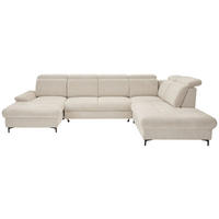 WOHNLANDSCHAFT in Struktur Beige  - Beige/Schwarz, Design, Textil/Metall (190/364/270cm) - Stylife