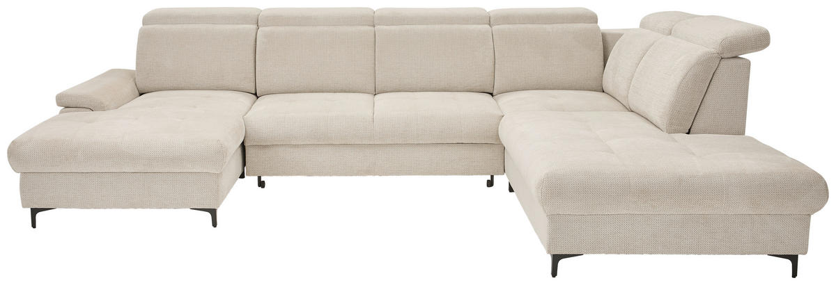 WOHNLANDSCHAFT in Struktur Beige  - Beige/Schwarz, Design, Textil/Metall (190/364/270cm) - Stylife