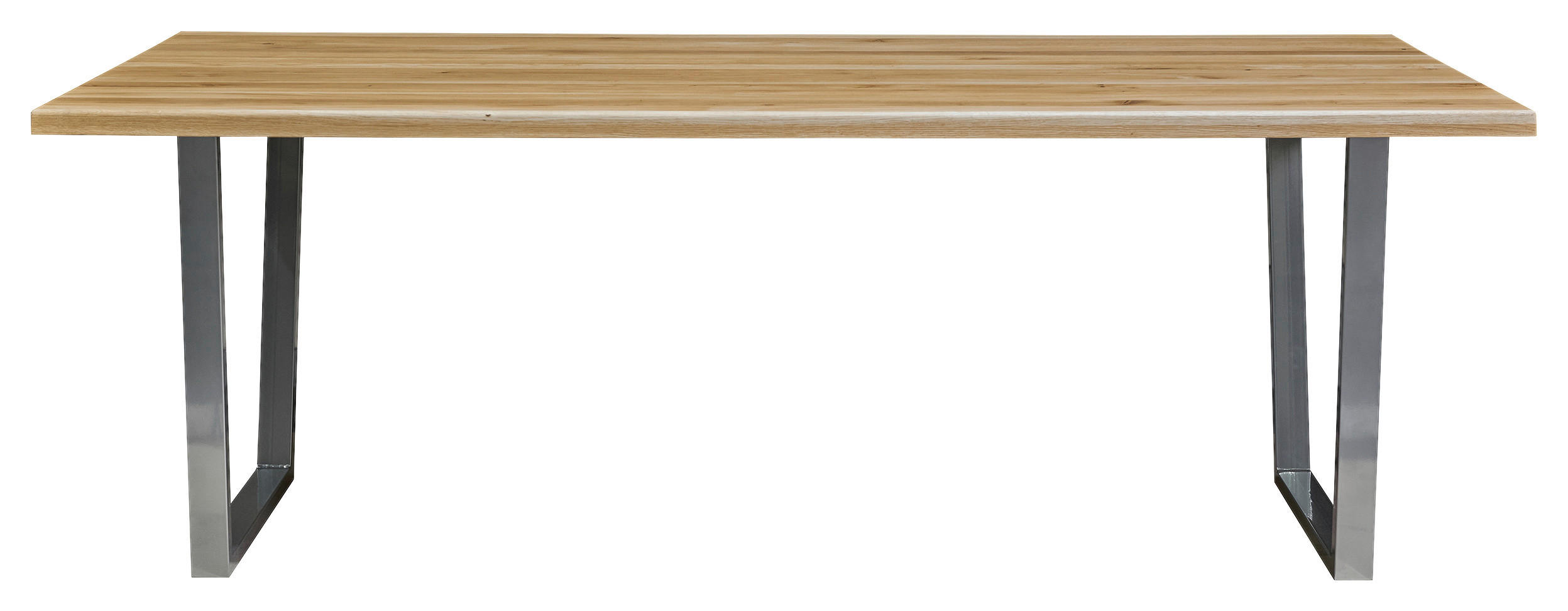 ESSTISCH Eiche massiv rechteckig Silberfarben, Eichefarben  - Eichefarben/Silberfarben, MODERN, Holz/Metall (180/90/76cm) - Boxxx