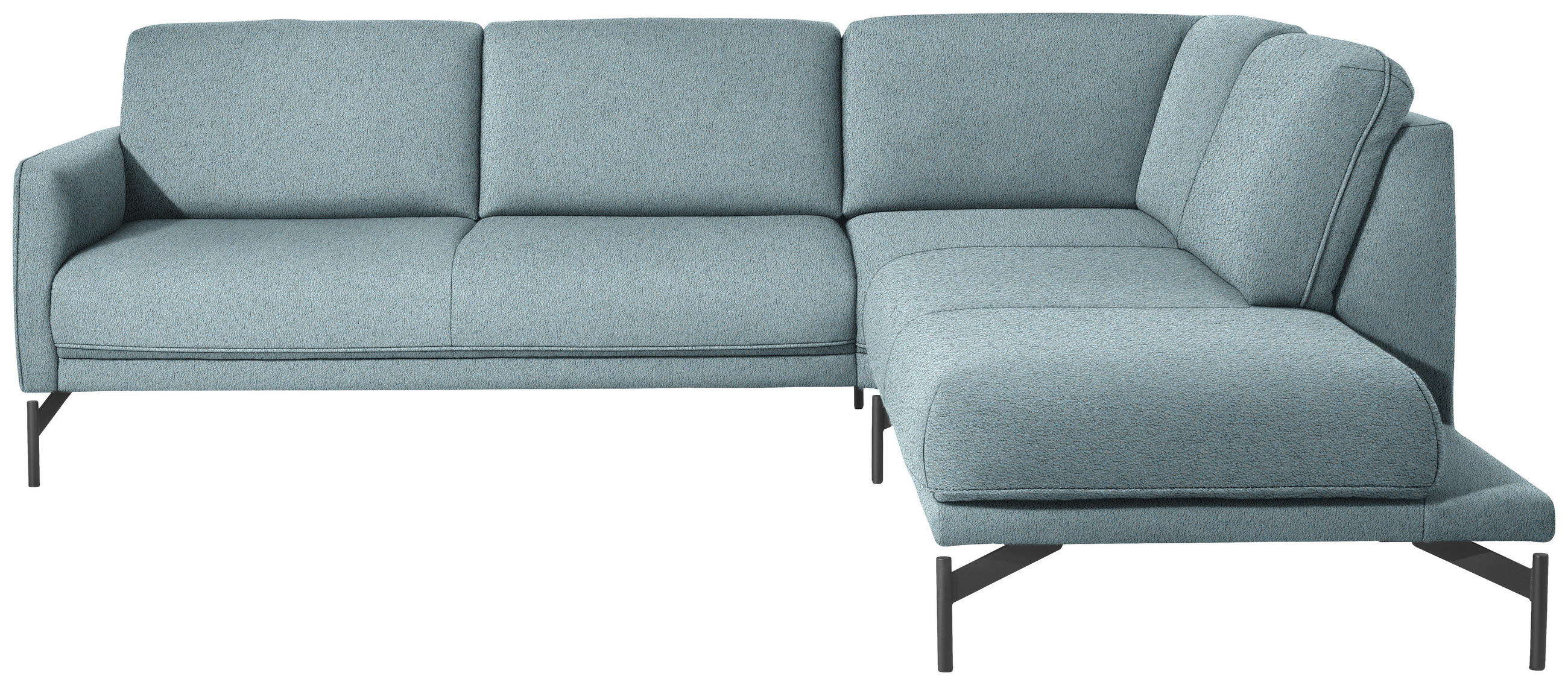 ECKSOFA in Flachgewebe, Struktur Hellblau  - Anthrazit/Hellblau, Design, Textil/Metall (254/230cm) - Johann Jakob