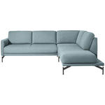 ECKSOFA in Flachgewebe, Struktur Hellblau  254/230 cm  - Anthrazit/Hellblau, Design, Textil/Metall (254/230cm) - Johann Jakob