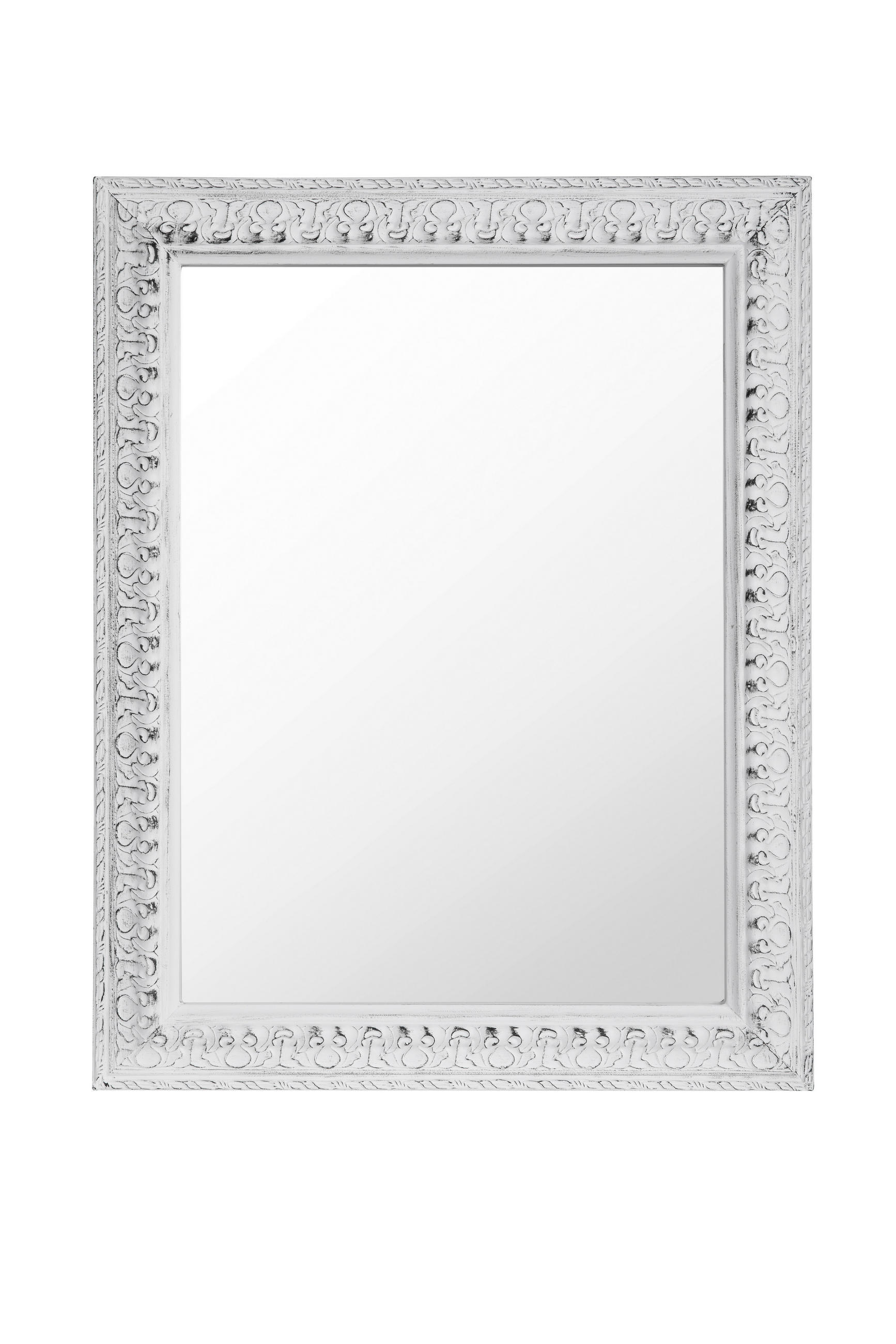 ZIDNO OGLEDALO  55/70/3 cm     - bela, Lajfstajl, staklo/drvo (55/70/3cm) - Carryhome