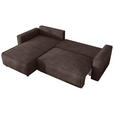 ECKSOFA Braun Cord Zierkissen, Rückenkissen, Bettkasten, Schlaffunktion, Rücken echt, Liegefläche im Originalstoff  - Schwarz/Braun, MODERN, Kunststoff/Textil (190/280cm) - Carryhome