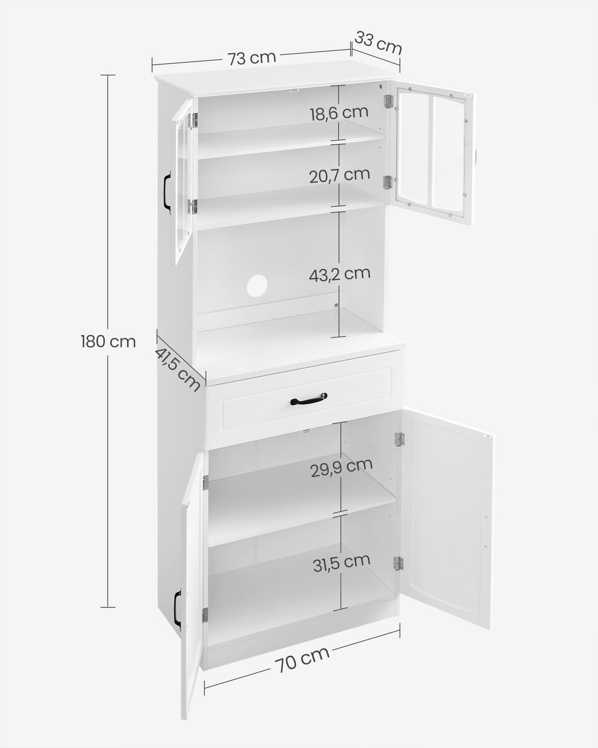 BUFFET 73/179,8/41,5 cm  in Weiß  - Schwarz/Weiß, Trend, Holzwerkstoff/Metall (73/179,8/41,5cm) - Boxxx