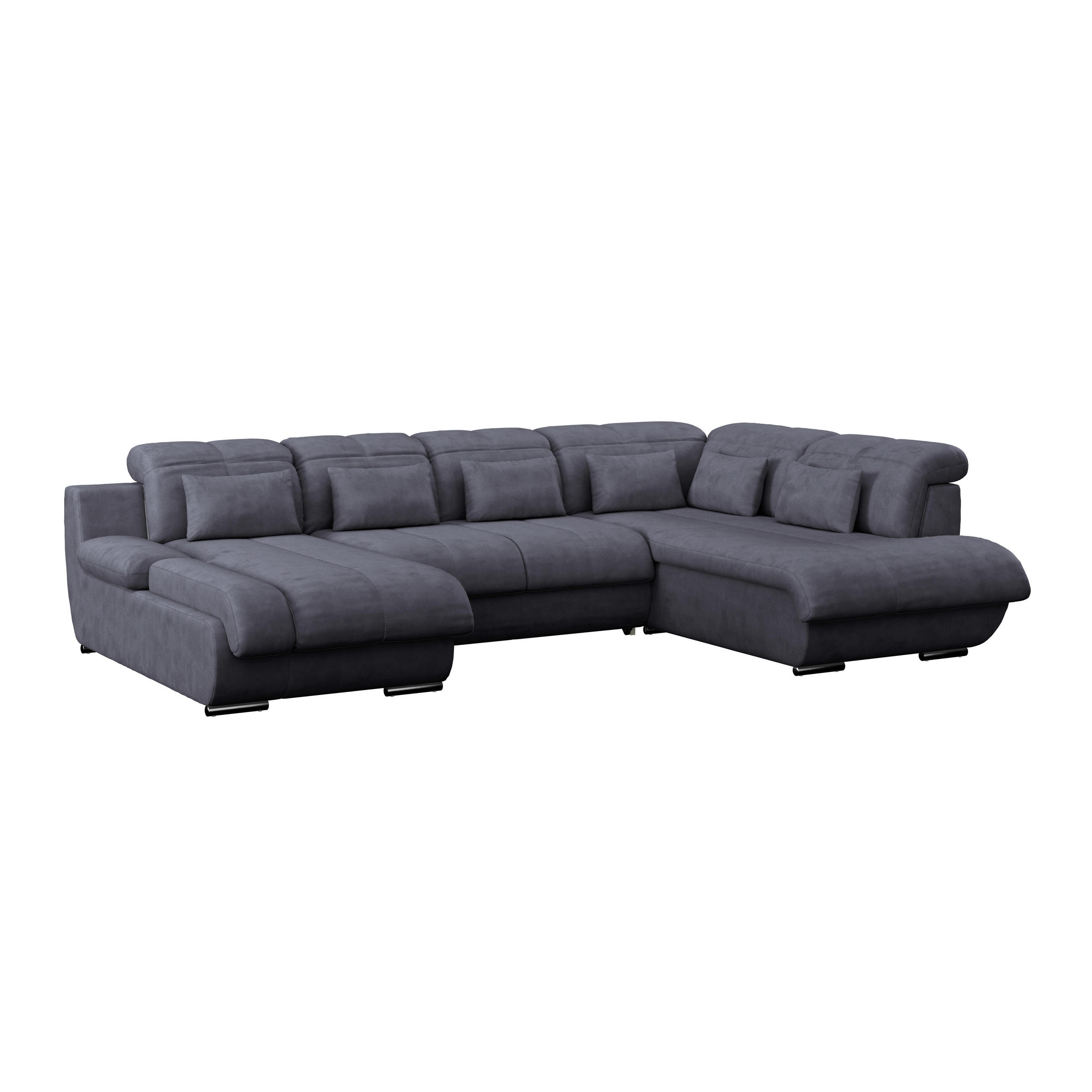 WOHNLANDSCHAFT Dunkelblau Mikrofaser  - Chromfarben/Dunkelblau, MODERN, Textil/Metall (184/345/228cm) - MID.YOU