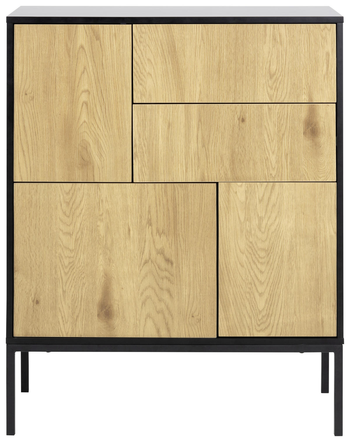 KOMMODE Seaford  in 80/103/40 cm  - Wildeiche/Schwarz, MODERN, Holzwerkstoff/Metall (80/103/40cm)
