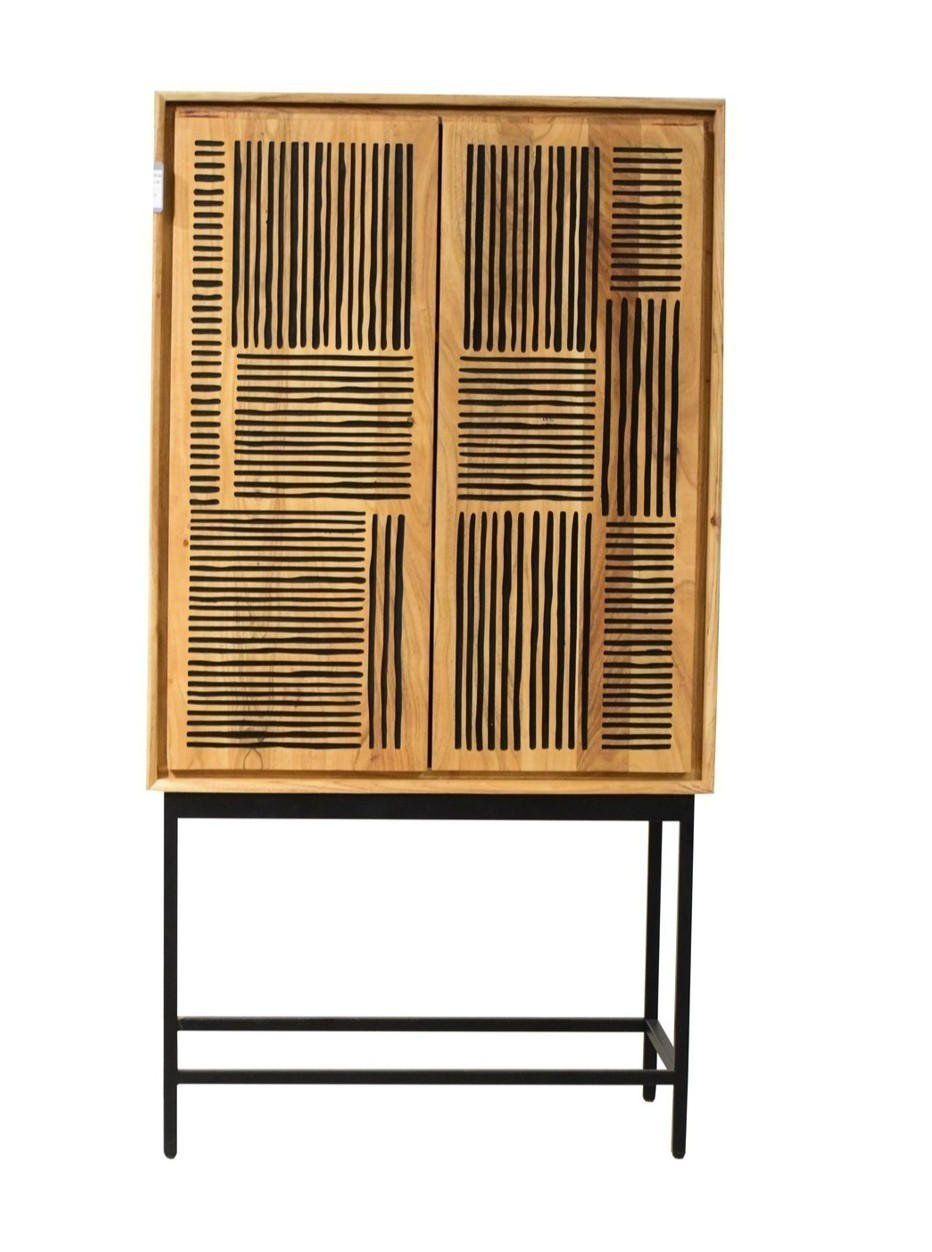 HIGHBOARD  in 80/150/40 cm  - Schwarz/Akaziefarben, KONVENTIONELL, Holz/Metall (80/150/40cm) - Livetastic