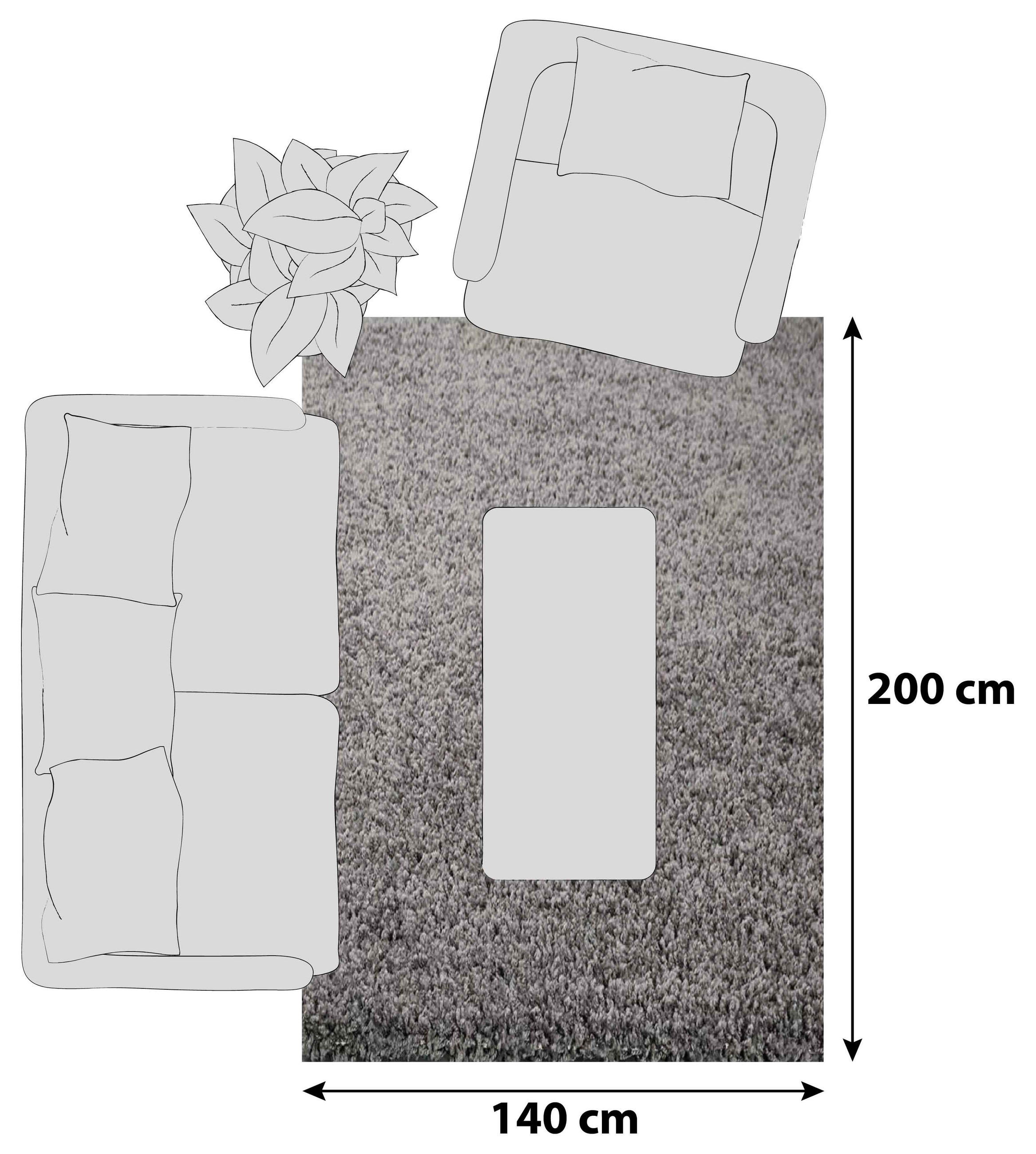 HOCHFLORTEPPICH 140/200 cm Prime Anthrazit  - Anthrazit, MODERN, Textil (140/200cm)