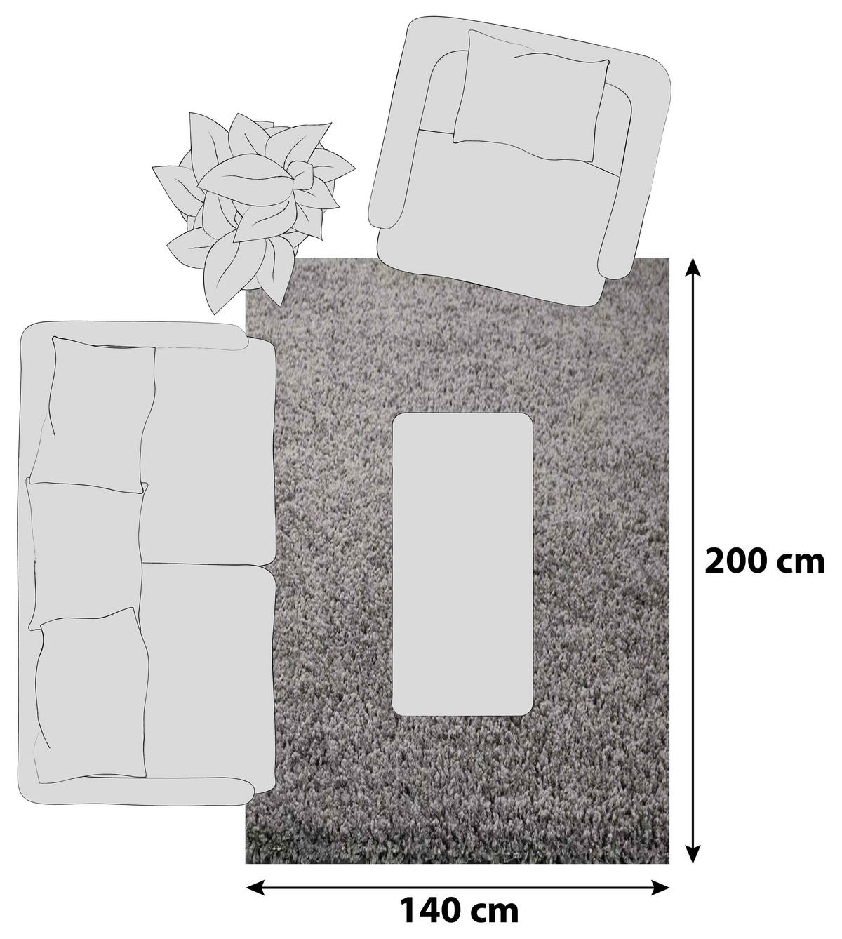 HOCHFLORTEPPICH 140/200 cm Prime Anthrazit  - Anthrazit, MODERN, Textil (140/200cm)